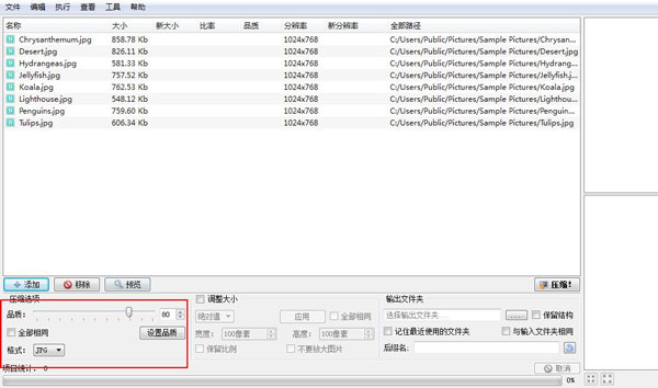 Caesium压缩品质设置界面